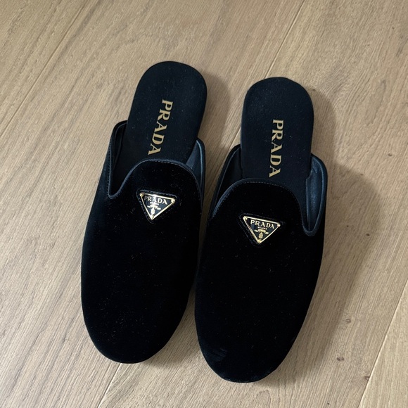 Prada Shoes - Prada Black Velvet Mules